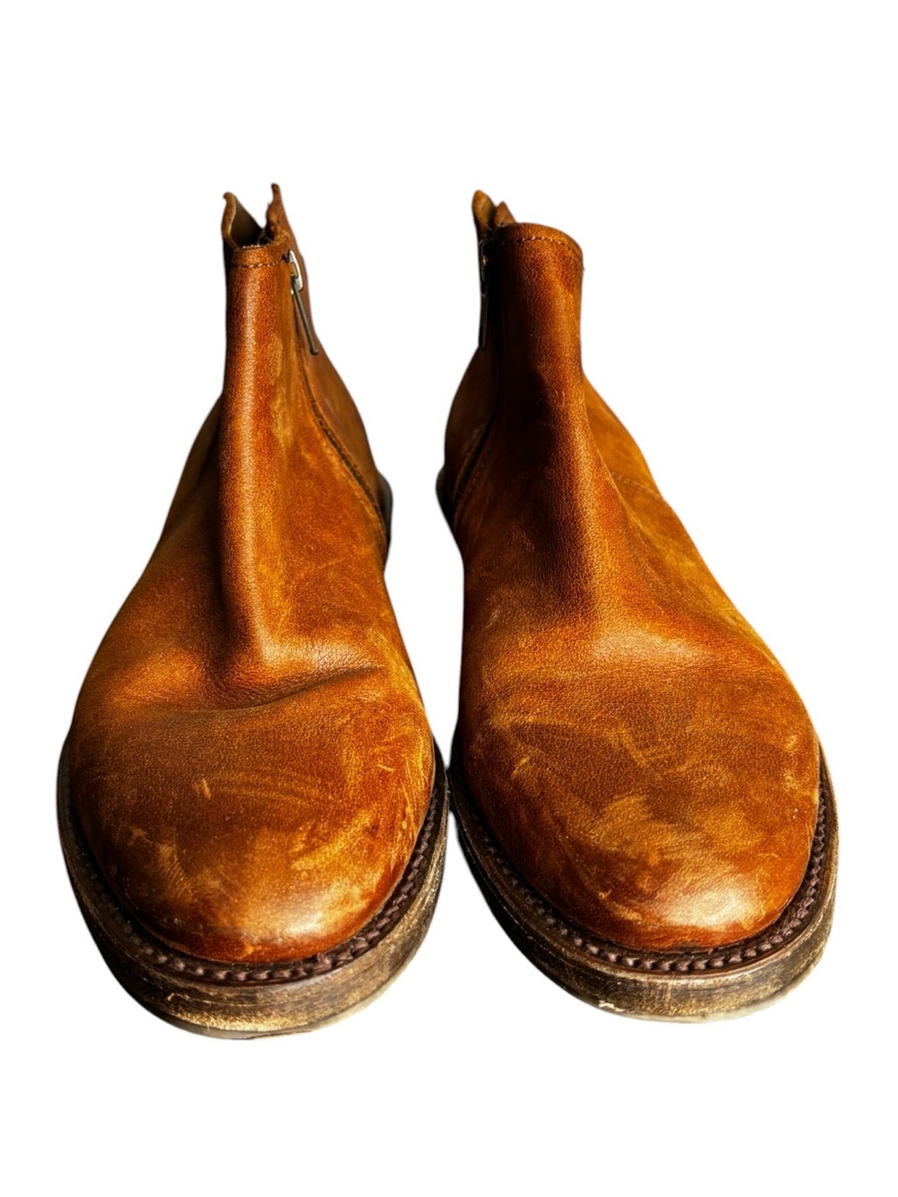 Vtg Sutro San Francisco Leather Ankle Boots Brown Side Zip Western Boho Size 7 - Picture 2 of 10